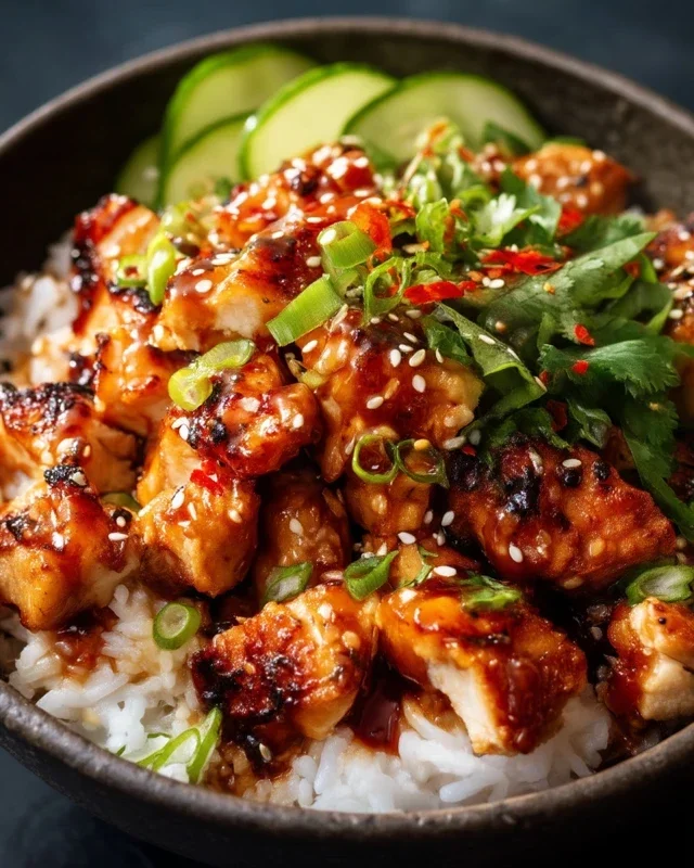 Spicy Honey-Gin Extract Extractger Chicken Bowls with Yum Yum Sauce