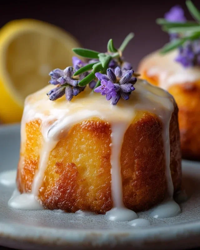 Mini Lemon Cakes With Lavender Glaze