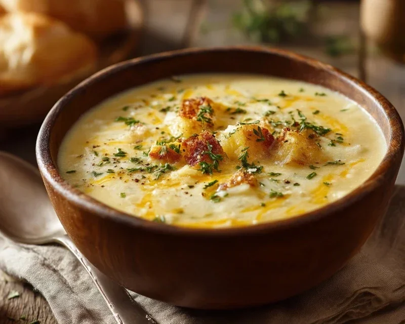 Hearty Cheddar Garlic Herb Potato Soup Recipe