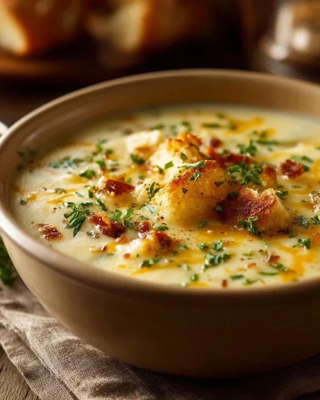 Hearty Cheddar Garlic Herb Potato Soup Recipe