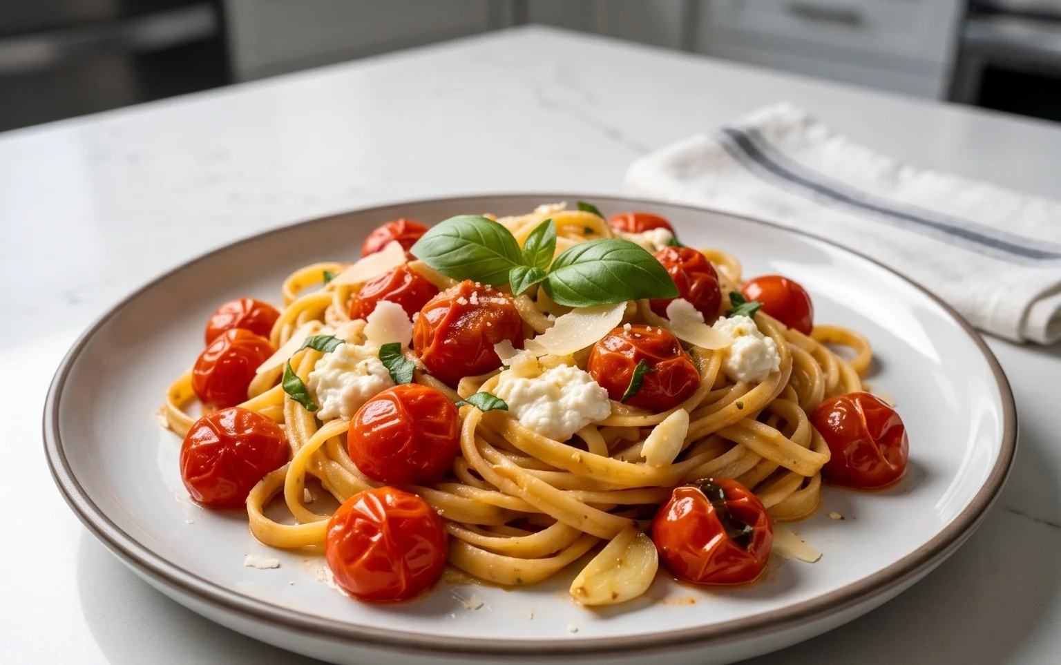 Roasted Tomato and Garlic Ricotta Pasta