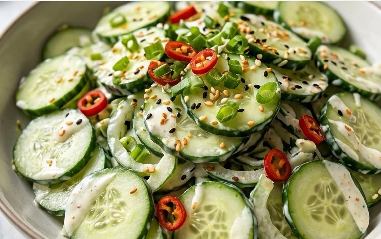 Creamy Asian Cucumber Salad Bowl