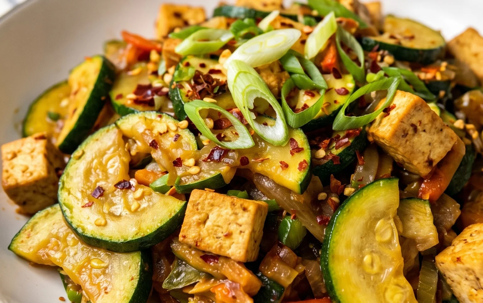Zucchini Stir Fry With Tofu (Vegan)