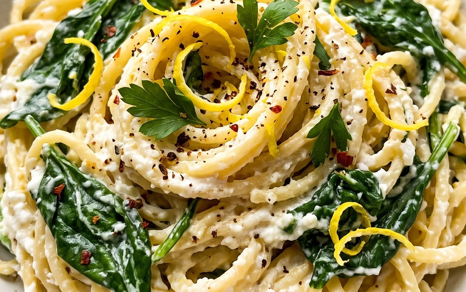 Lemon ricotta pasta & spinach