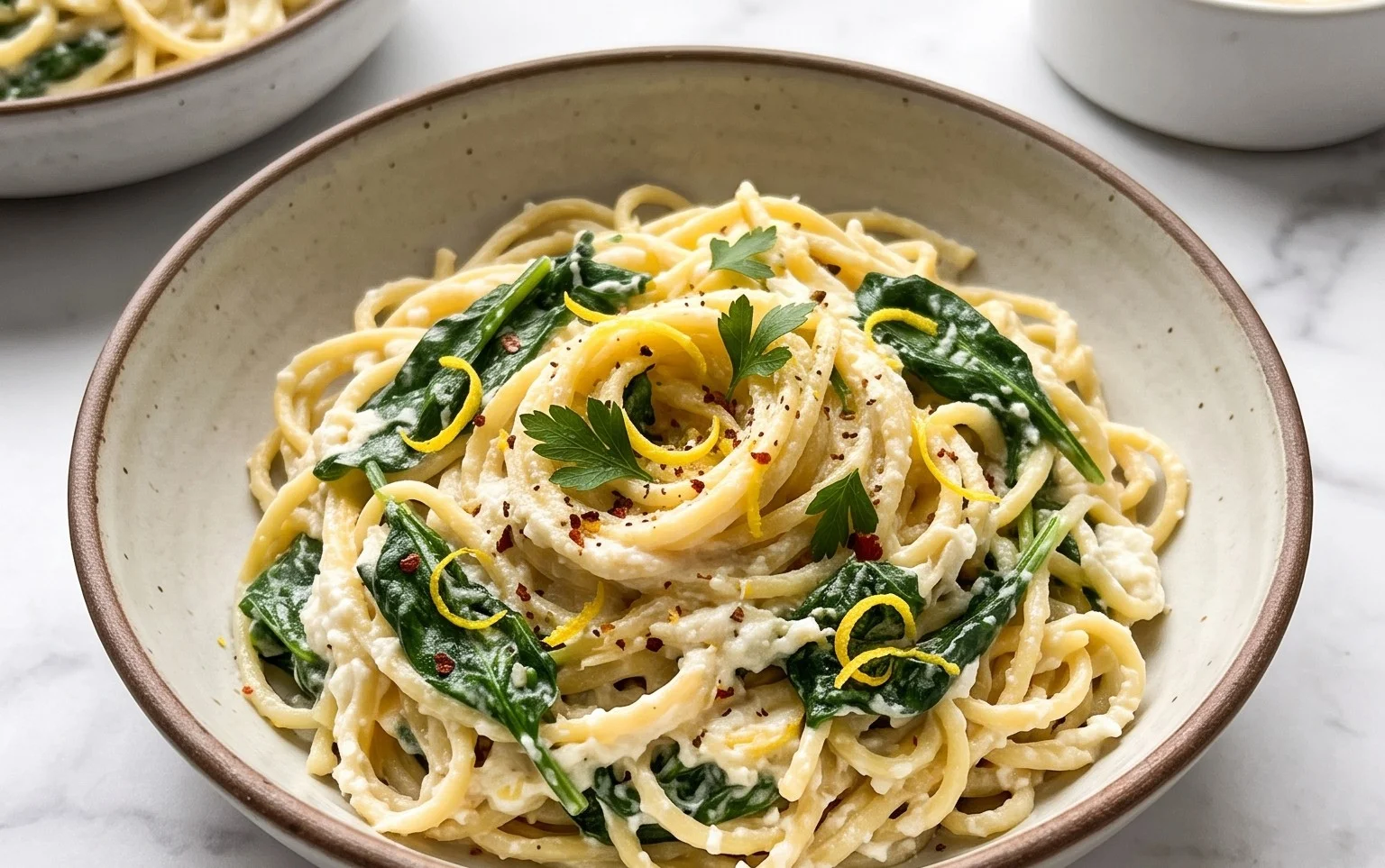 Lemon ricotta pasta & spinach