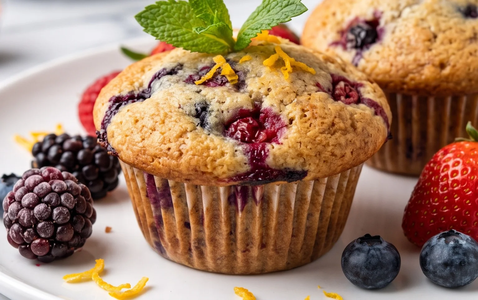 Bakery Style Mixed Berry Muffins | with Frozen Berries
