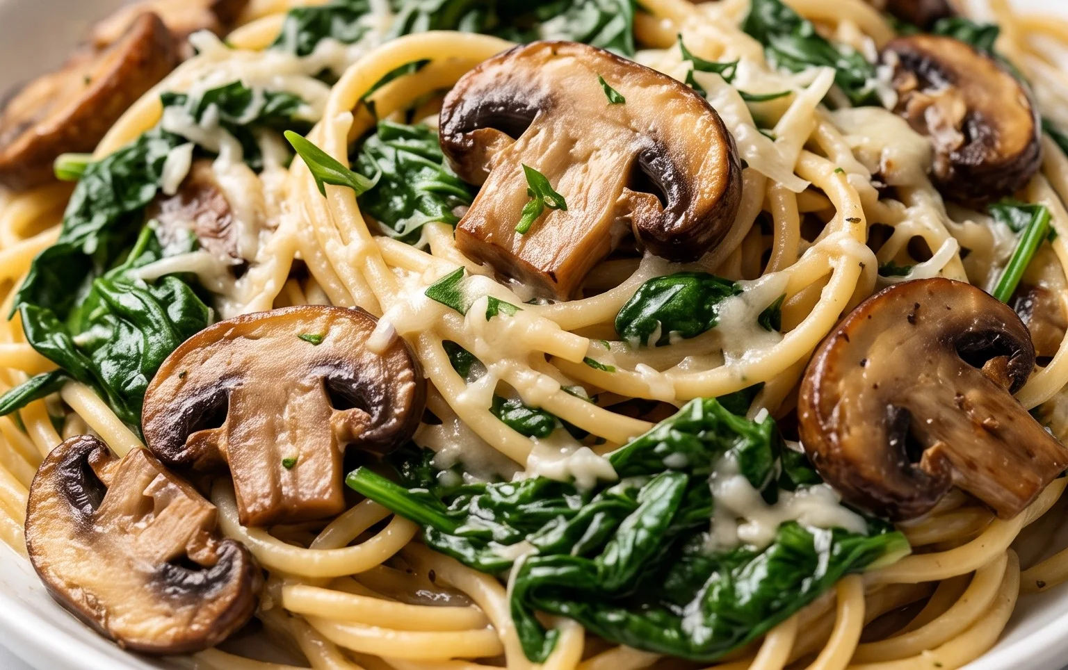 Parmesan Spinach Mushroom Pasta Skillet