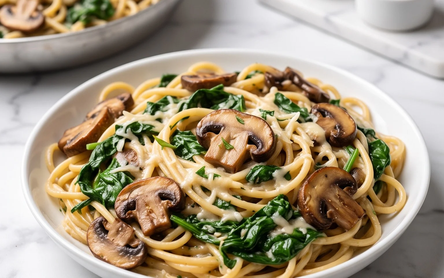Parmesan Spinach Mushroom Pasta Skillet