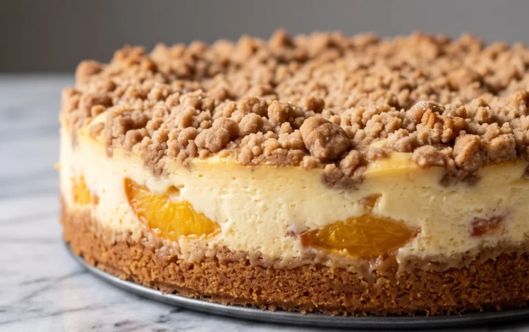 Peach Cream Cheese Cake with Streusel Topping