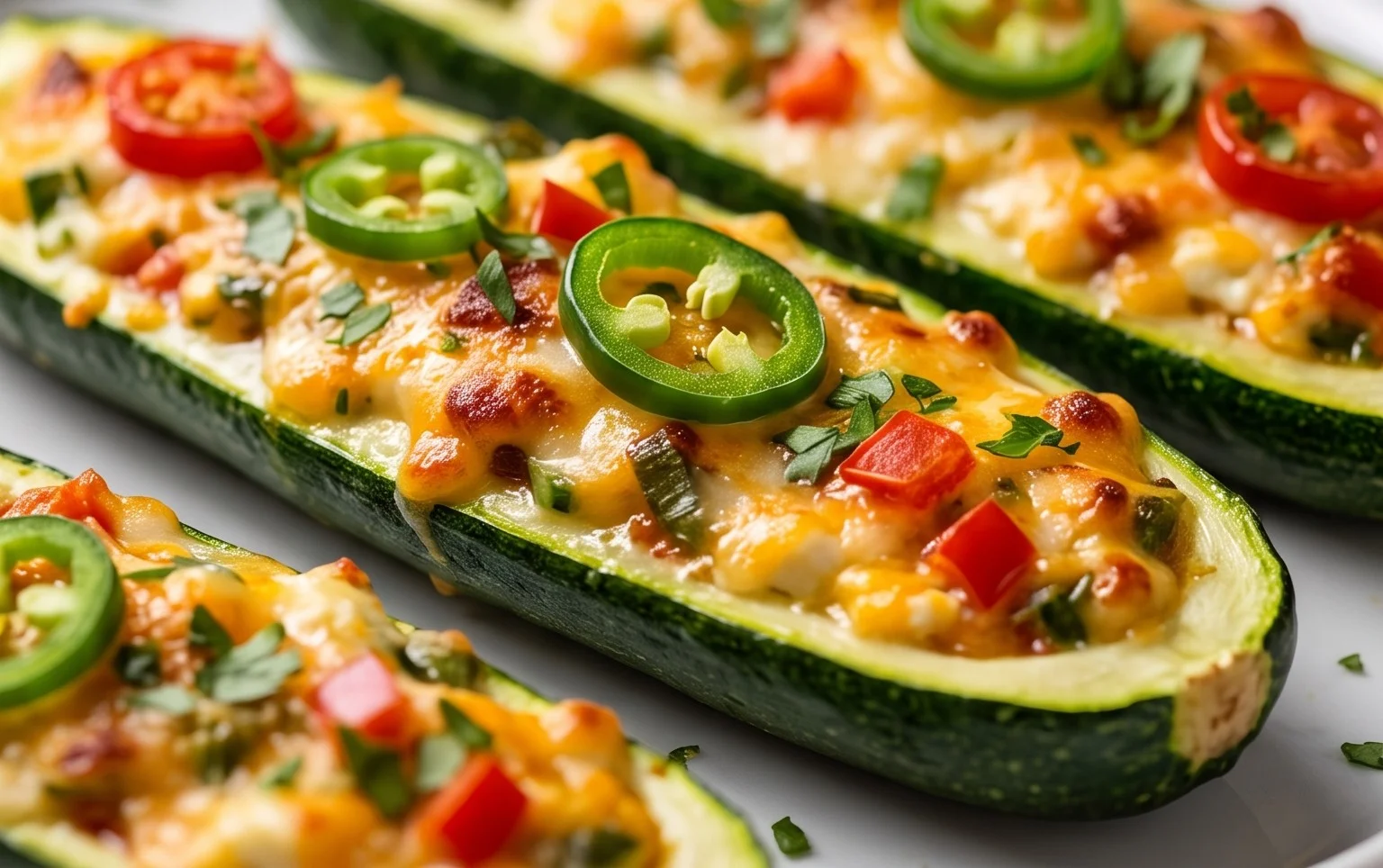 Jalapeno Popper Zucchini Boats