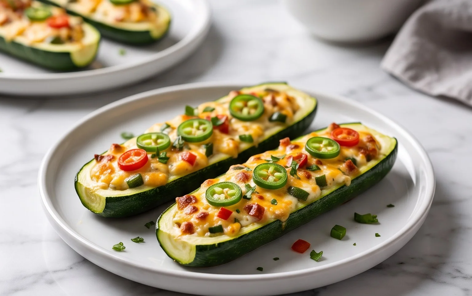Jalapeno Popper Zucchini Boats