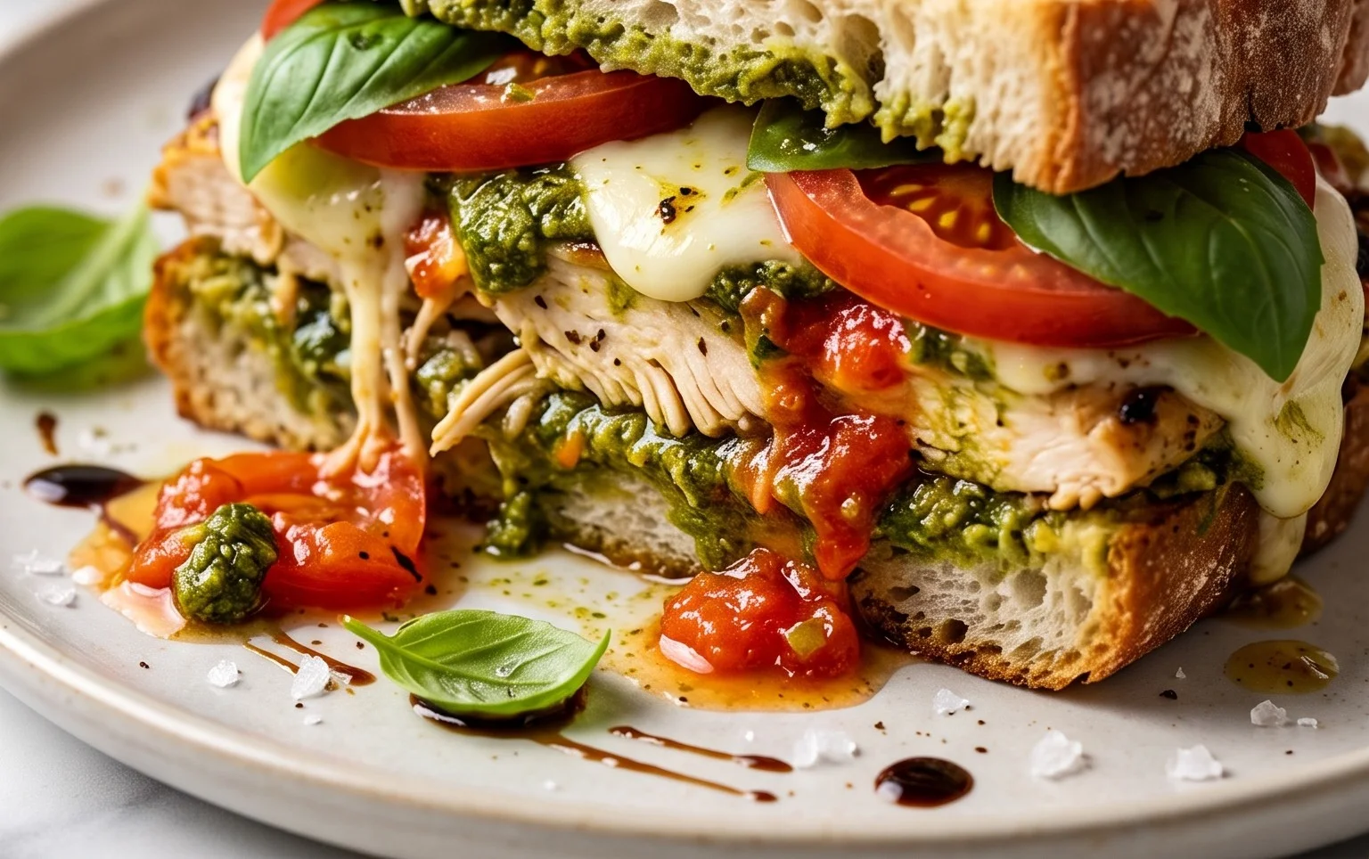 Chicken Pesto Caprese Sandwich