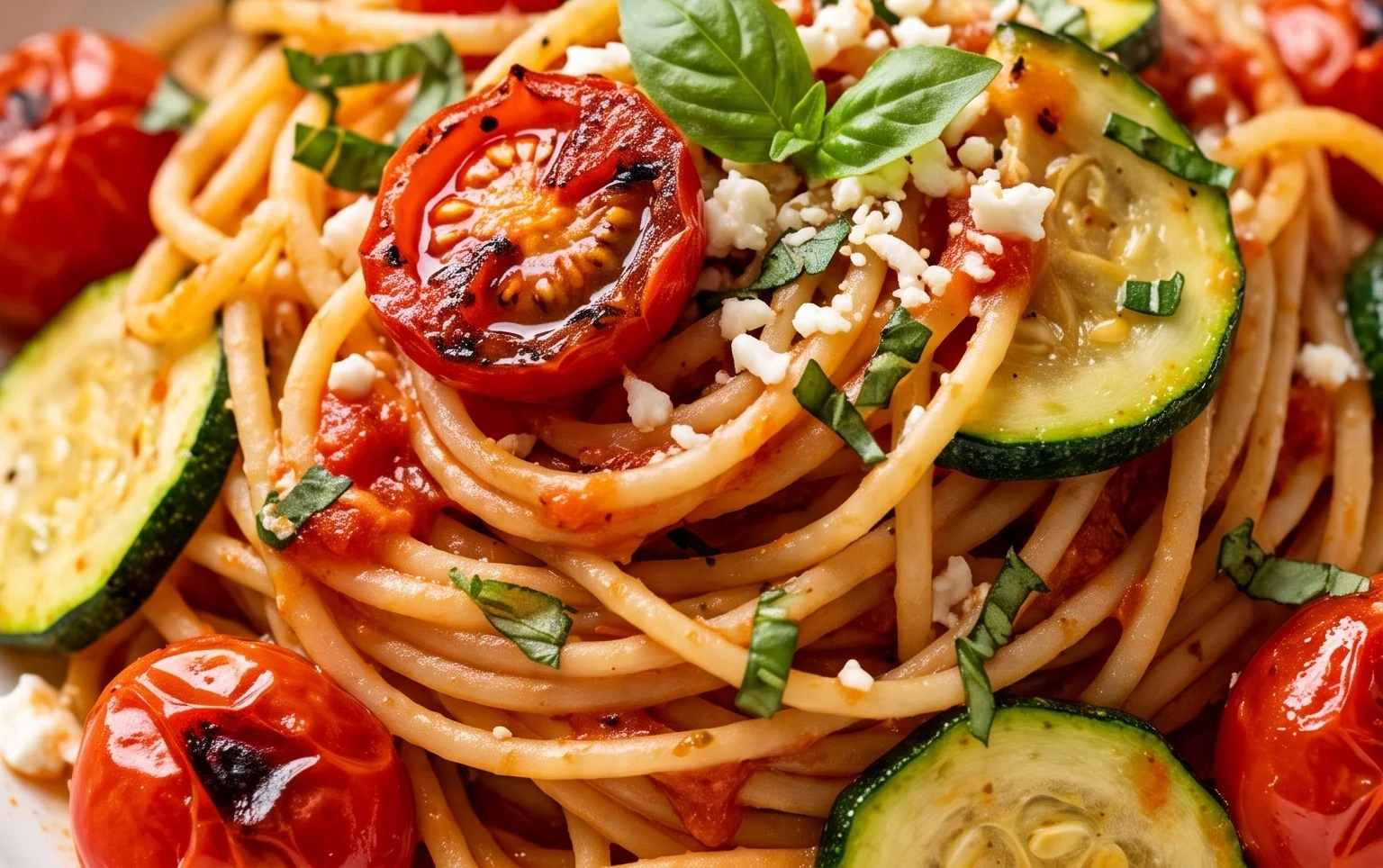 Healthy Tomato Zucchini Pasta