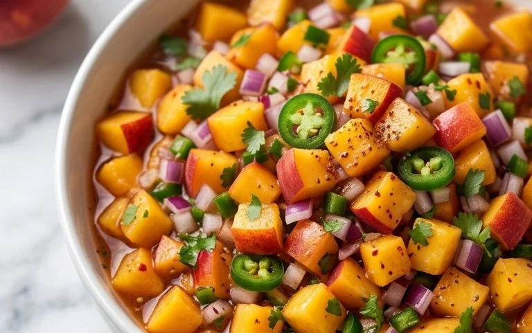 Sweet & Spicy Peach Salsa Canning Recipe