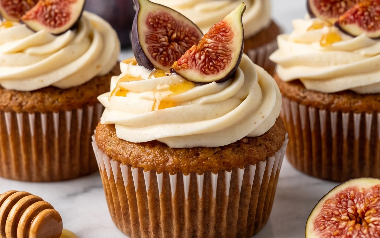 Fig Cupcakes with Honey Cream Cheese Frosting