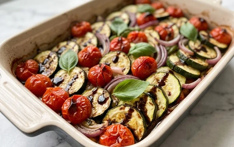 Balsamic Zucchini Tomato Bake