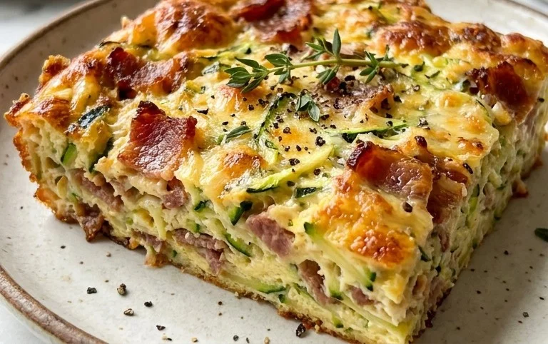 Zucchini and Beef Bacon Slice