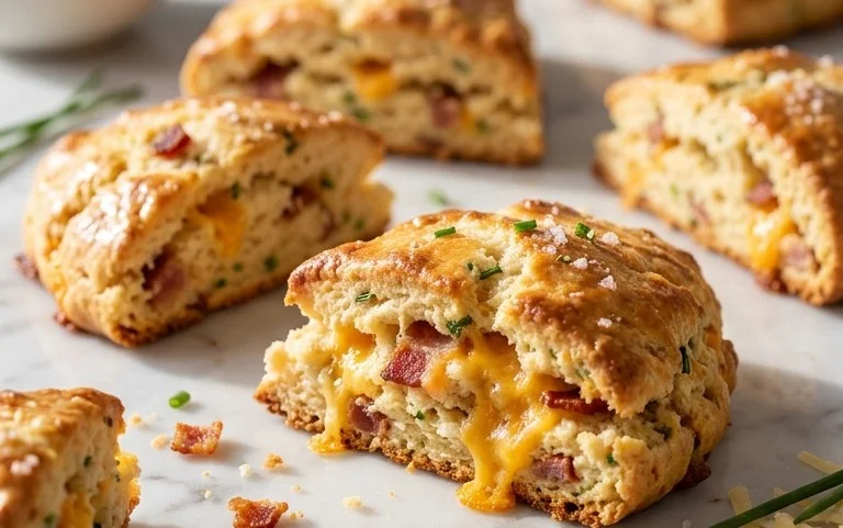 Beef Bacon Cheddar and Chive Scones